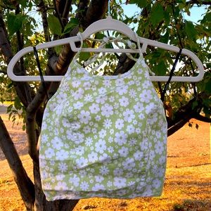 Forever 21 Green Flower Halter Top